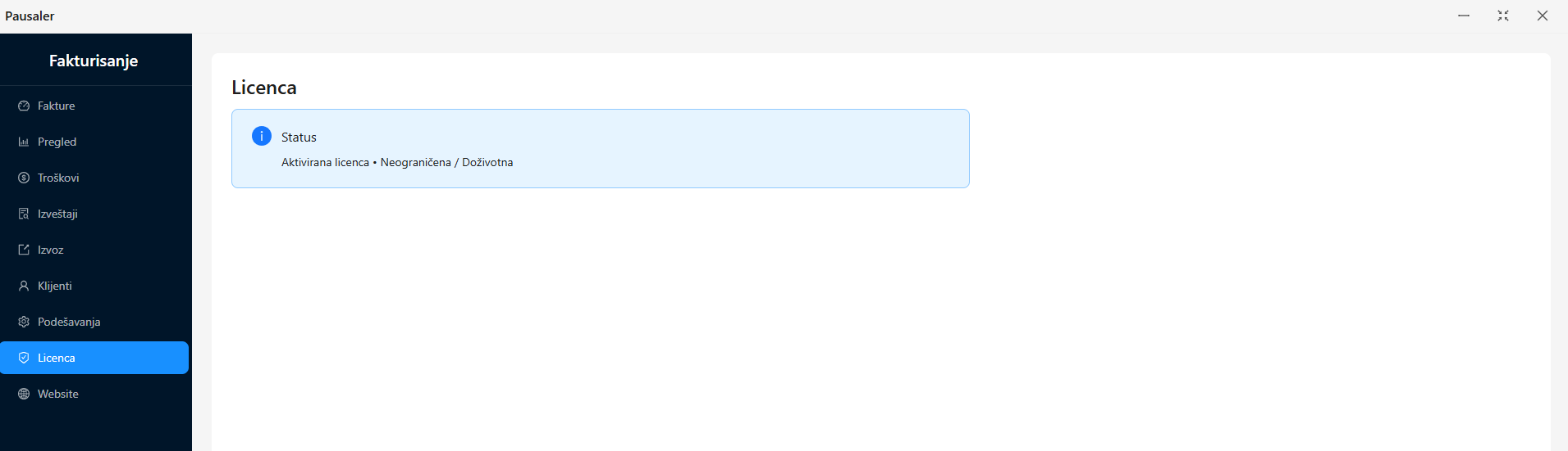 Licenca — aktivacija aplikacije nakon probnog perioda